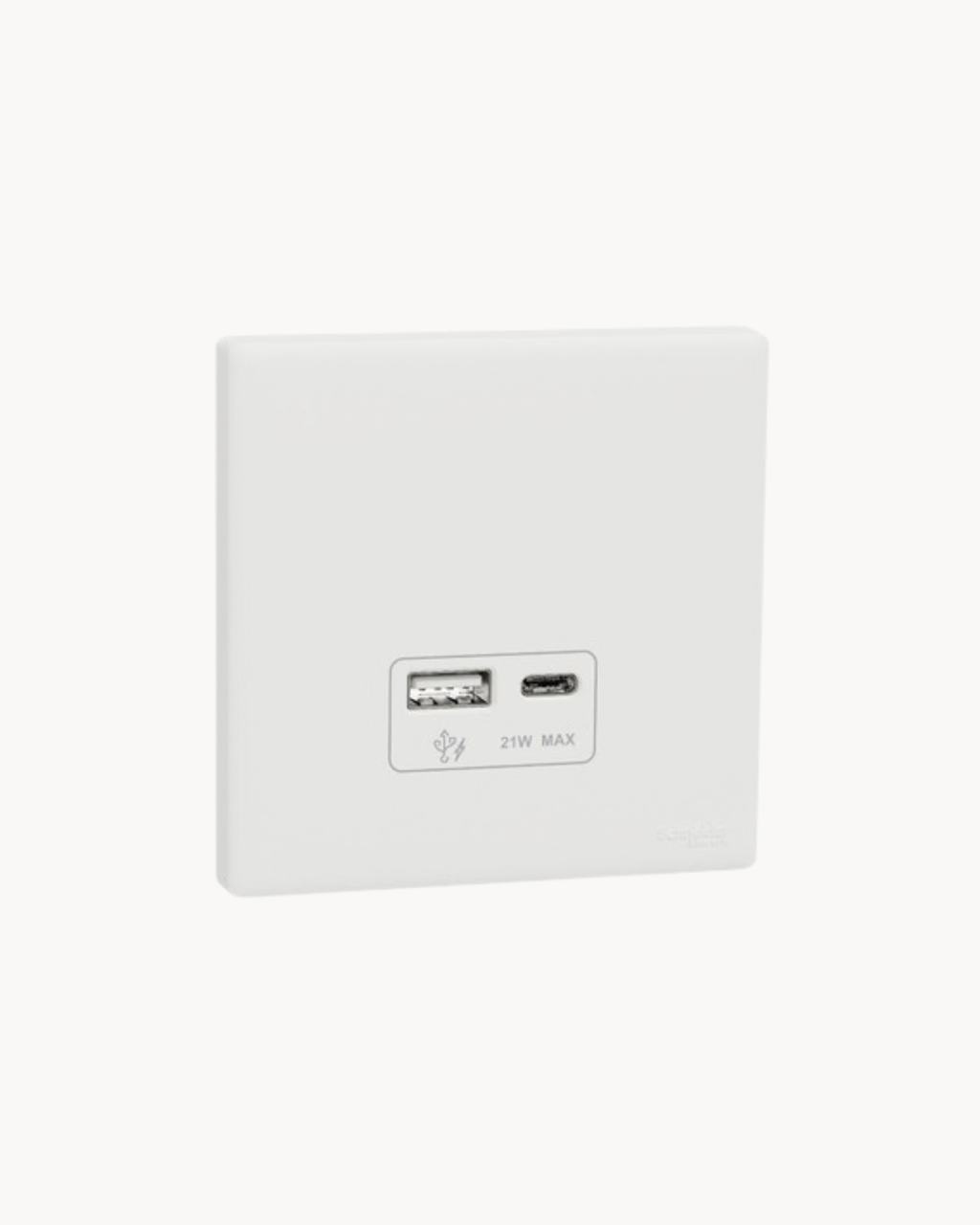 Schneider Vivace E 21W USB A and C charger, white