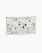 Schneider Vivace E 13 A duplex switched socket, white, angled view