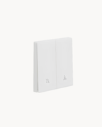 Schneider Vivace E 2 gang hotel switch, DND and PCU, white, angled view