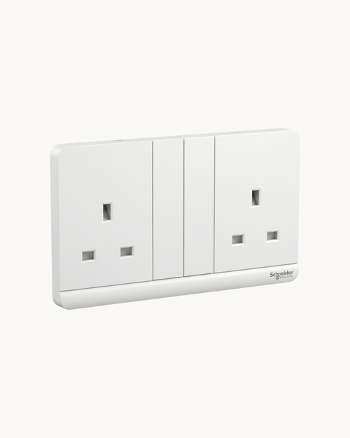 Schneider AvatarOn 13 A duplex switched socket, White