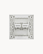 Schneider Vivace E 2 gang shuttered telephone outlet, white, angled view