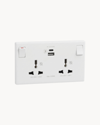 Schneider Vivace E duplex international socket with USB A+C, white
