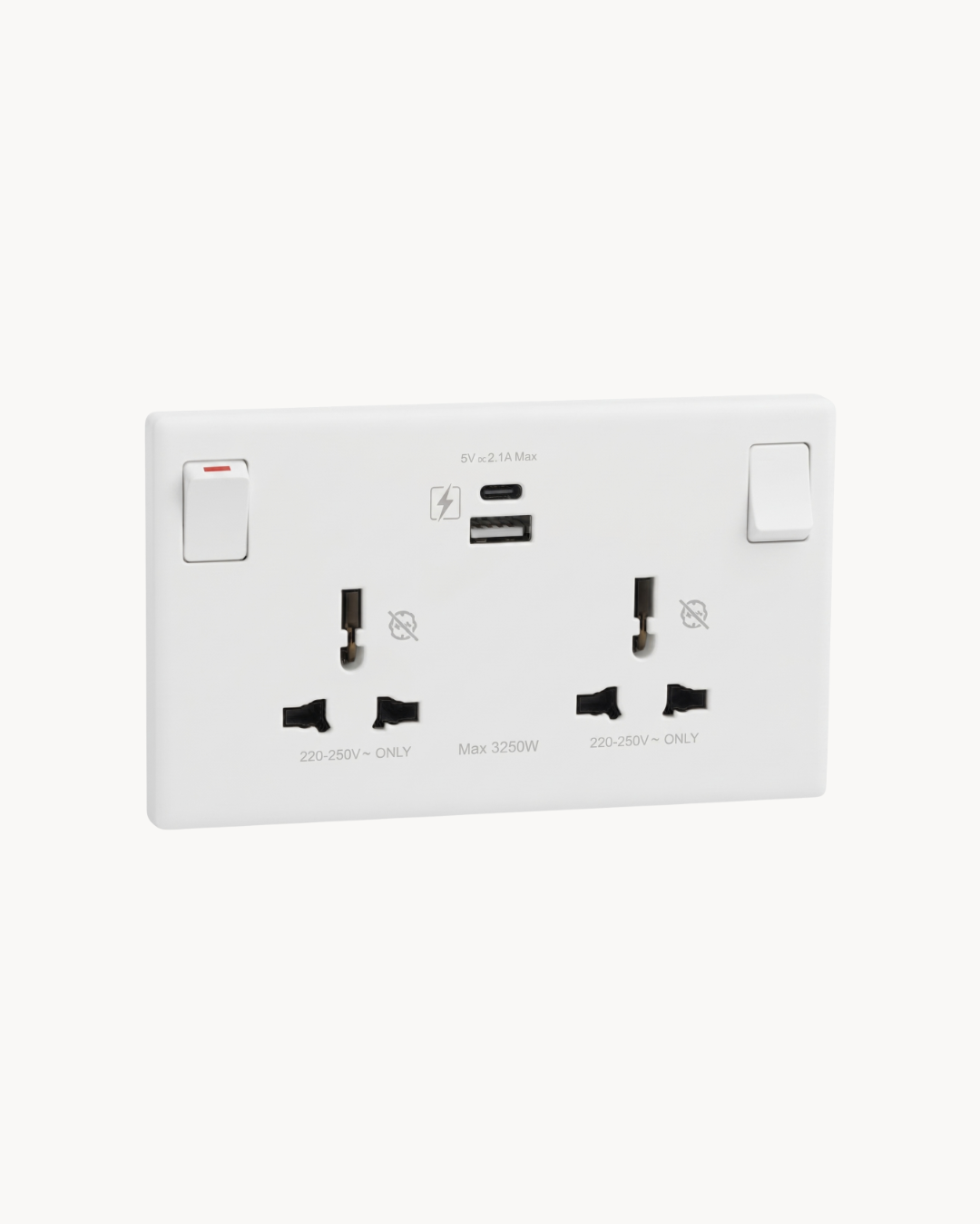 Schneider Vivace E duplex international socket with USB A+C, white