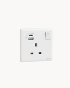 Schneider Vivace E 13 A switched socket with USB A+C, white