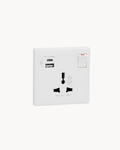Schneider Vivace E 13 A international socket with USB A+C, white