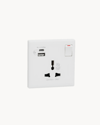 Schneider Vivace E 13 A international socket with USB A+C, white